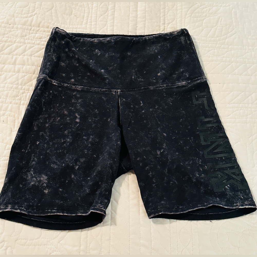 PINK Victoria's Secret Black Acid Wash Biker Yoga Shorts Size XS